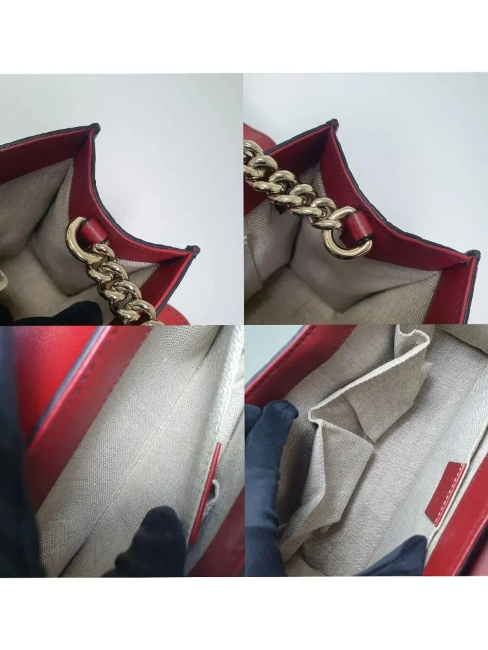Authentic Gucci Emily Microguccissima Red Leather Chain Shoulder Bag - Picture 10 of 12